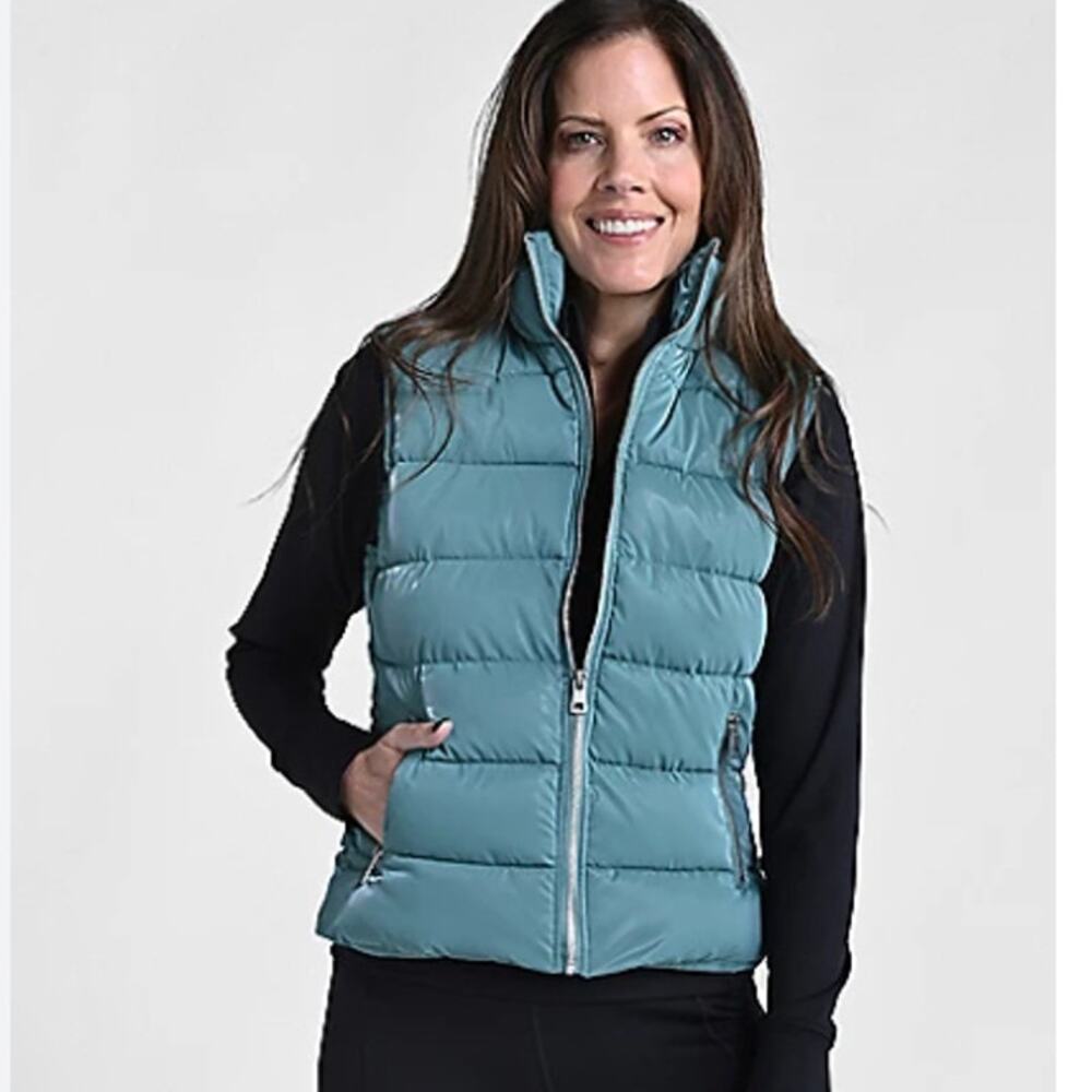 Isabella Women's Gorpcore‎ Full Zip Quilted Lightweight Puffer Vest Size L Blue